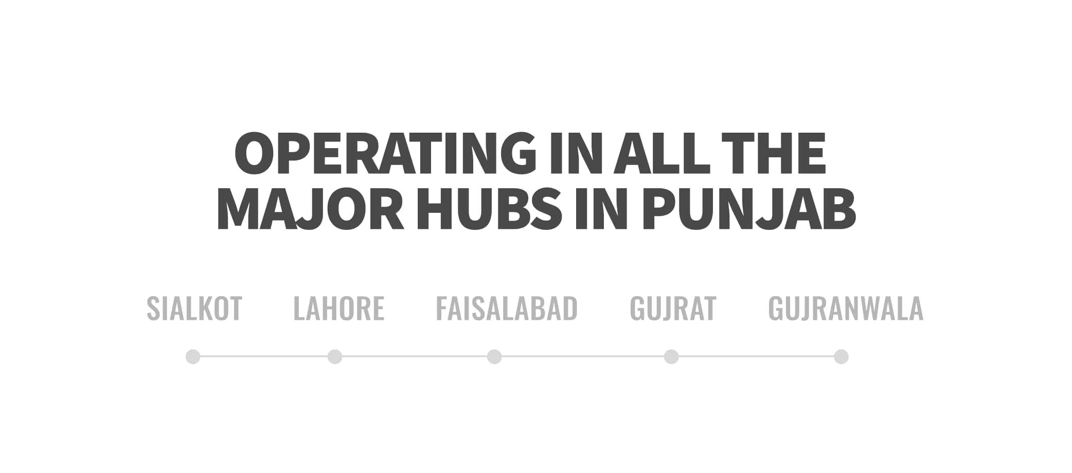 we operate in all major hubs in punjab